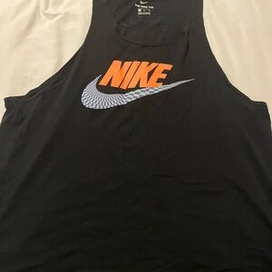 Nike Black Tank Top with Orange Logo